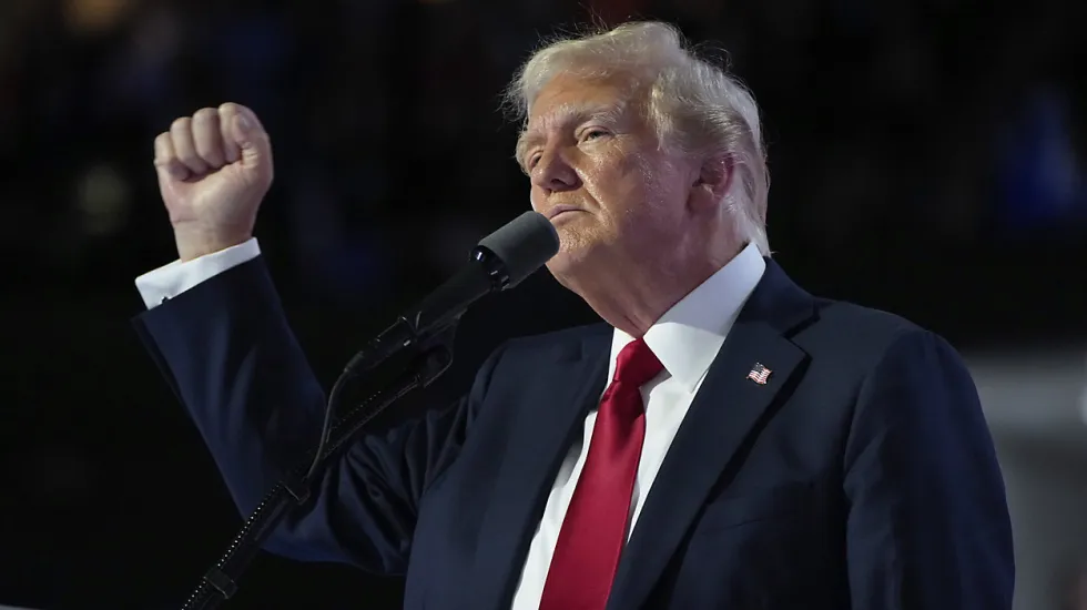 Republican president, Donald Trump, speaks during the final day of the Republican National Convention Thursday, July 18, 2024, in Milwaukee