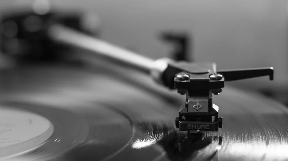 Black Vinyl Record Playing Music