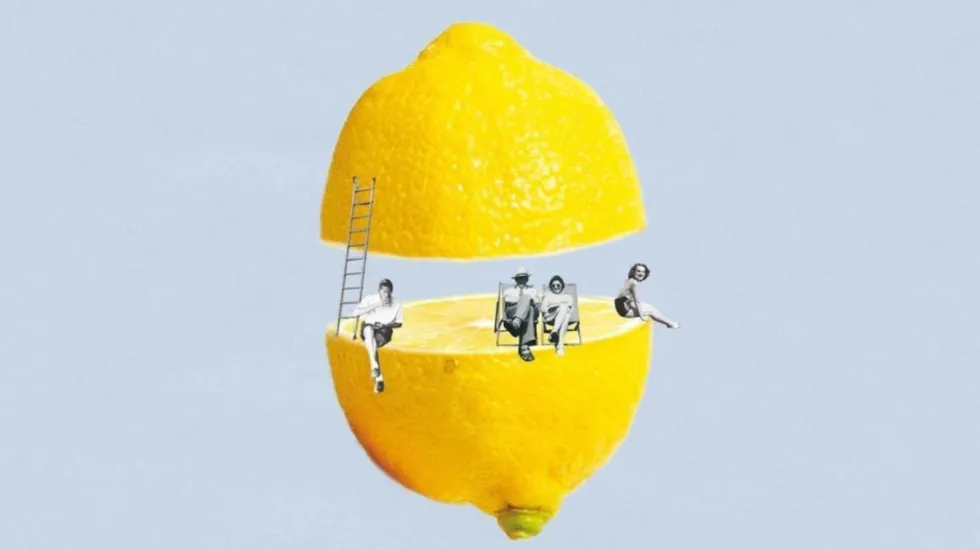 People sitting in a lemon