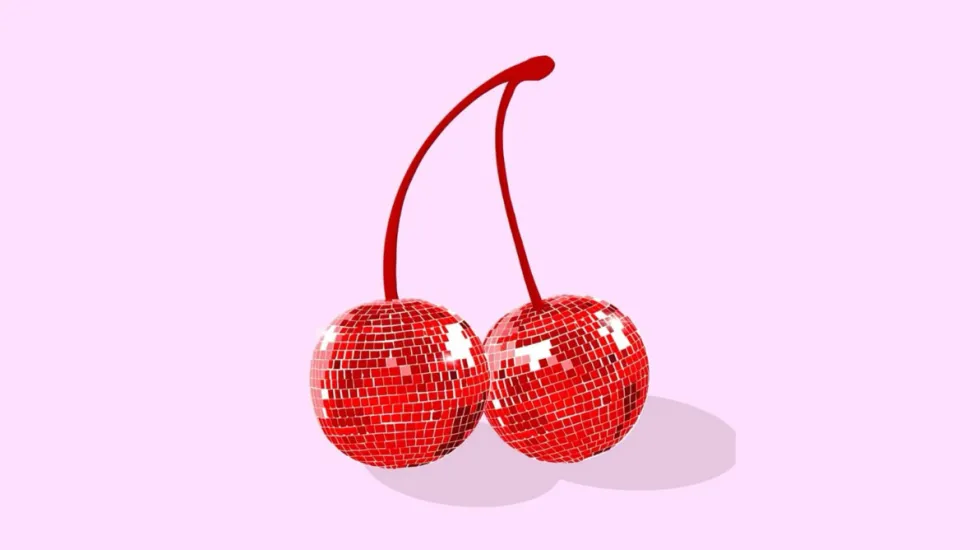 Disco ball in a cherry