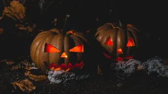 Two Spooky Carved Pumpkin for Halloween Night