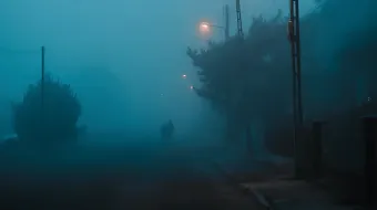 People Walking on a Foggy Road cold street